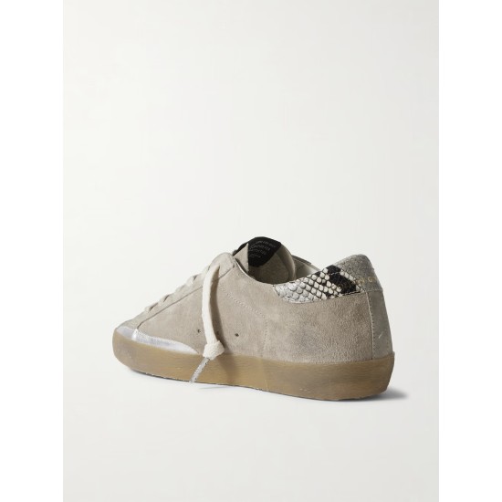 Super-Star snake-effect leather-trimmed suede sneakers