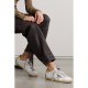 Superstar distressed leather and suede sneakers