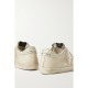 Super-Star metallic leopard-print distressed leather and suede sneakers