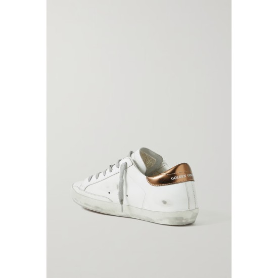 Superstar distressed metallic leather sneakers