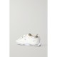 Old School shearling-lined distressed glittered leather sneakers