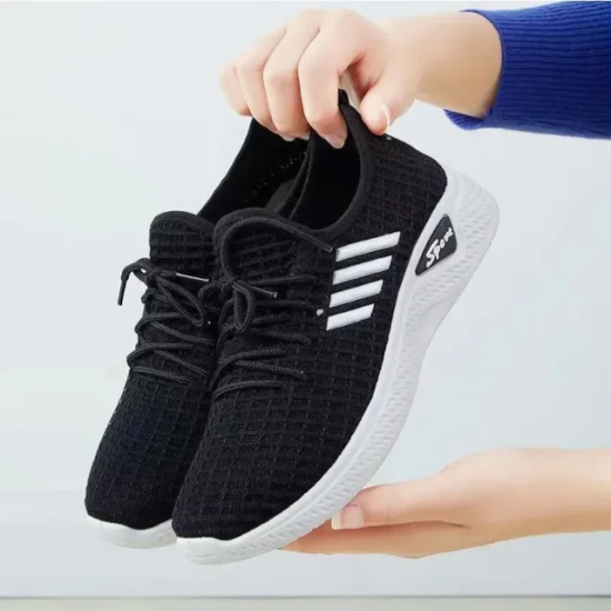 Breathable Lace-up Running Shoes Black